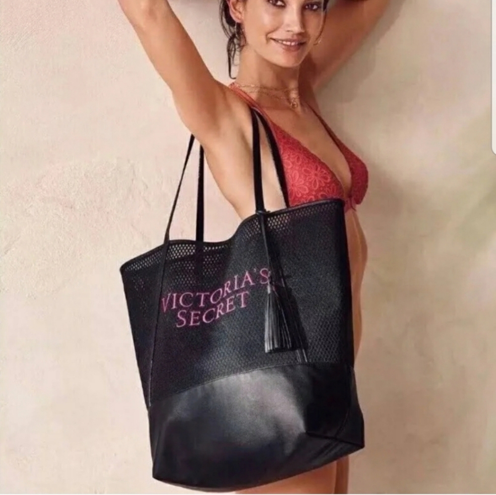 Victoria's Secret vegan leather mesh tote bag